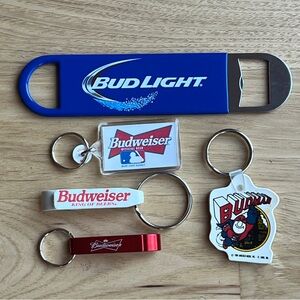 For The Bud Lover: 5 Vintage Budweiser Beer Keychains Bottle Openers
